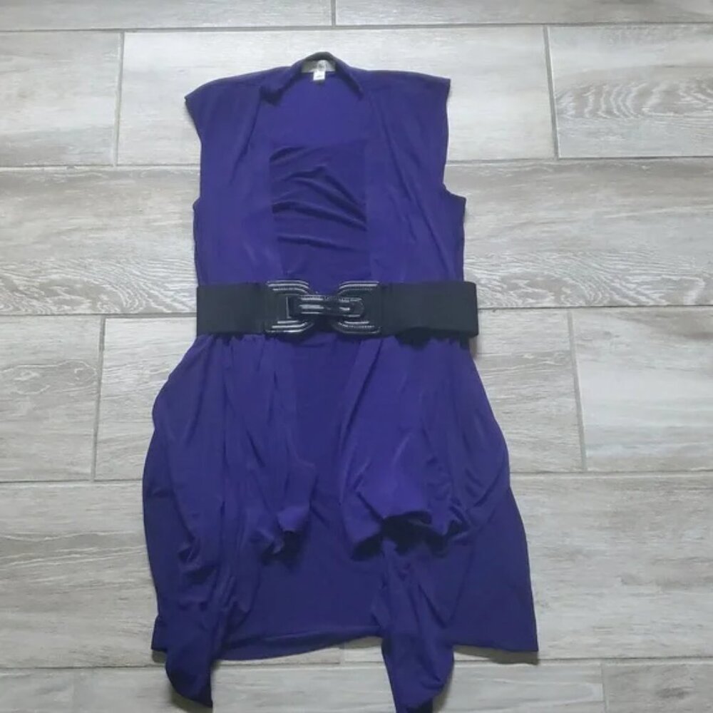 Dressbarn 2-in-1 Sleeveless Belted Tunic Shirt - Picture 6 of 13